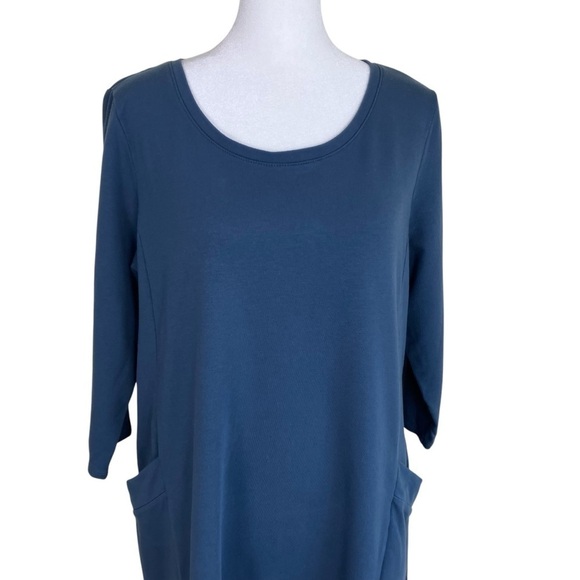 J. Jill‎ Pure Jill Womens Scoop Neck A-Line Dress Pima Cotton Ocean Blue Sz L - Picture 5 of 16
